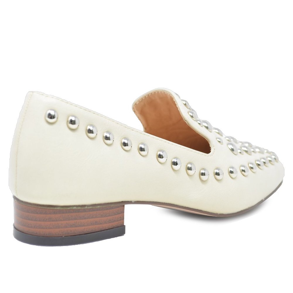 NEW Women's Chase & Chloe Studded Mule Loafer NUDE - Picture 3 of 3